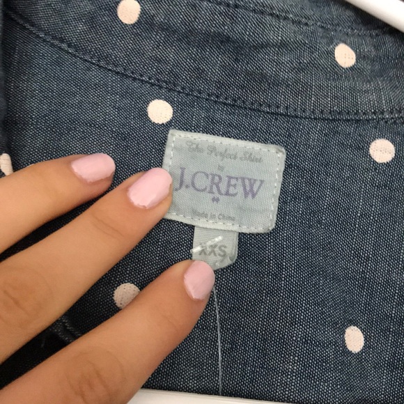 Chambray button up with white polka dots - Picture 2 of 4